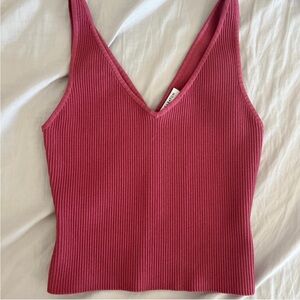 Aritzia Pink Ribbed Fitted Tank Top